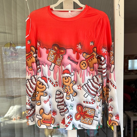 Tops - Festive Gingerbread and Candy Cane long Sleeve Top